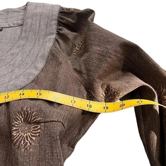 SERRAHNA Statement Blazer Gold Leaf Floral Flounce Cuff Boho Luxe Rare Small - Picture 8 of 12